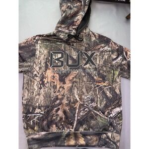 Bux Hunting Hoodie Mens L Camo Mossy Oak Pullover Lightweight Deer Hunting Nylon